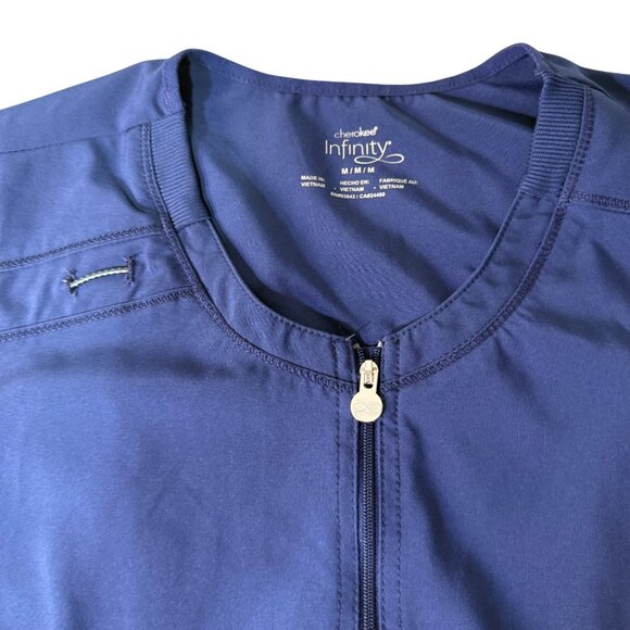 Cherokee Infinity Womens Zip Front Scrub Top Navy Size M CK810A Medical - Picture 3 of 6